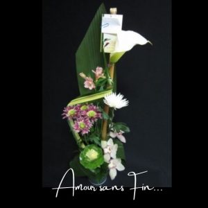 Fleuriste foliole bouquet fleurs funeraire amour sans fin
