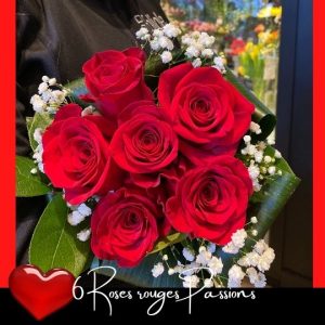 6 roses rouges passions fleuristefoliole.com
