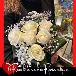 6 roses blanche romantique fleuristefoliole.com
