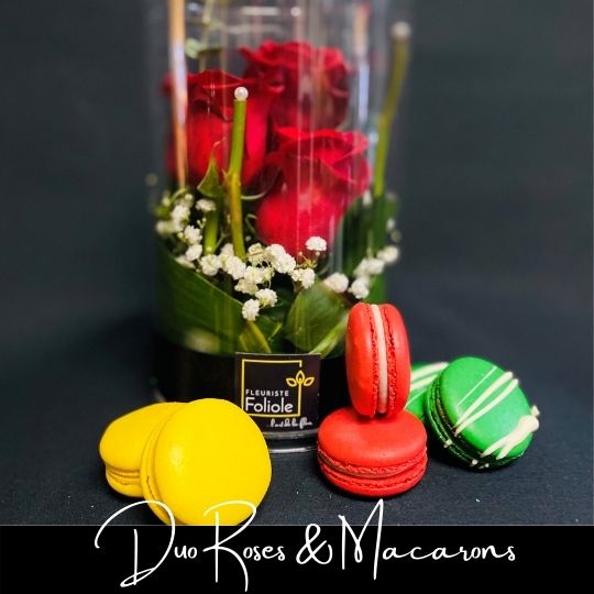 Duos Roses & Macaron fleuristefoliole.com